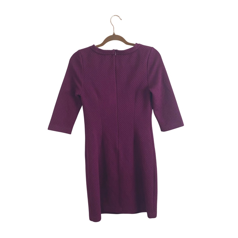 Boden Textured Quilted Knit Shift Dress 2P Plum Purple Pockets Mod Preppy Work - Picture 3 of 6